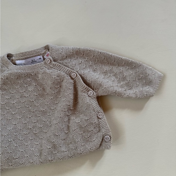 ZARA Baby Pointelle Knit Sweater – Size 0–1 Month – Beige - Picture 3 of 5